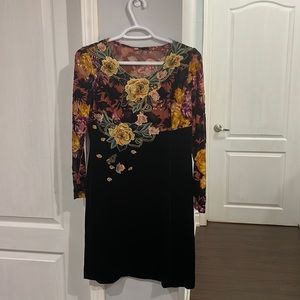 A beautiful velvet dress with a beautiful floral upper part